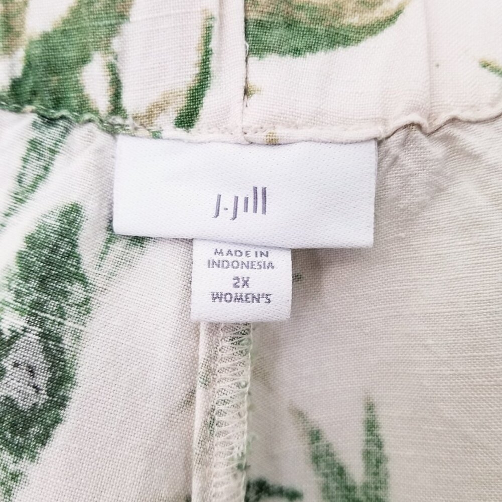 J. Jill Barley Palm Print Linen Blend Wide Leg Crop Pant Plus 2X Tropical Bamboo - Picture 6 of 13